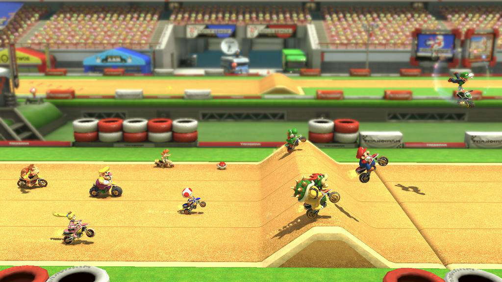 Un niveau Excitebike dans Mario Kart 8