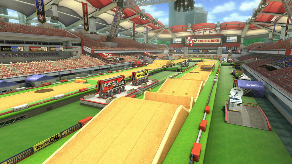 Un niveau Excitebike dans Mario Kart 8