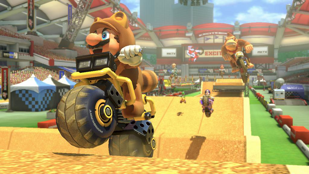 Un niveau Excitebike dans Mario Kart 8