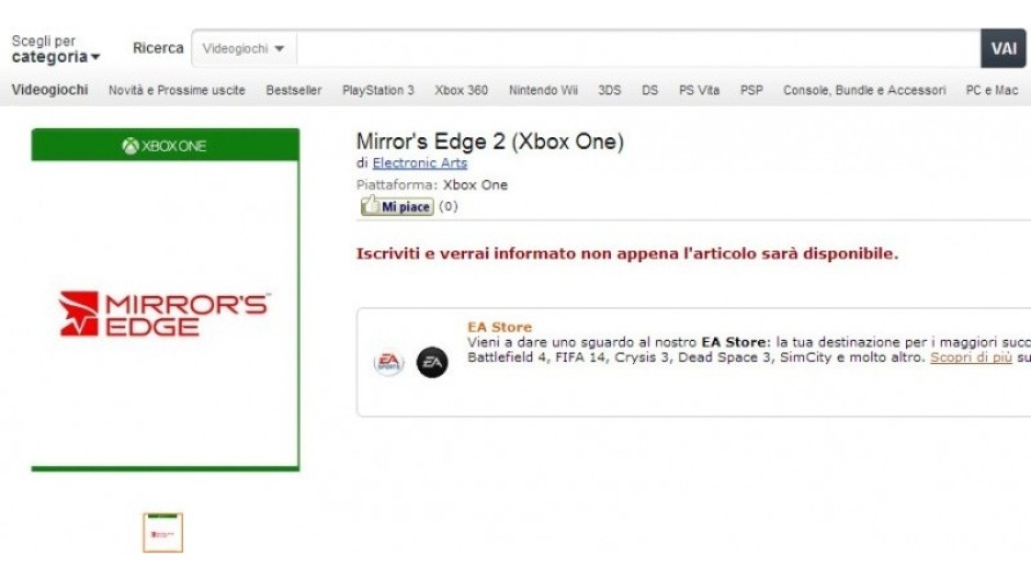 Mirror's Edge 2 encore listé : exclu Xbox One ?