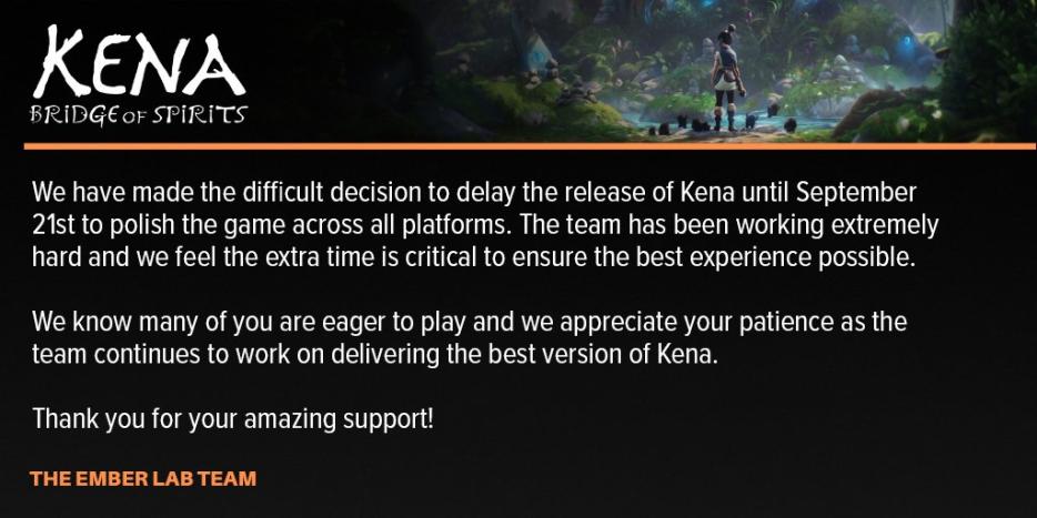 Kena : Bridge of Spirits est encore reporté
