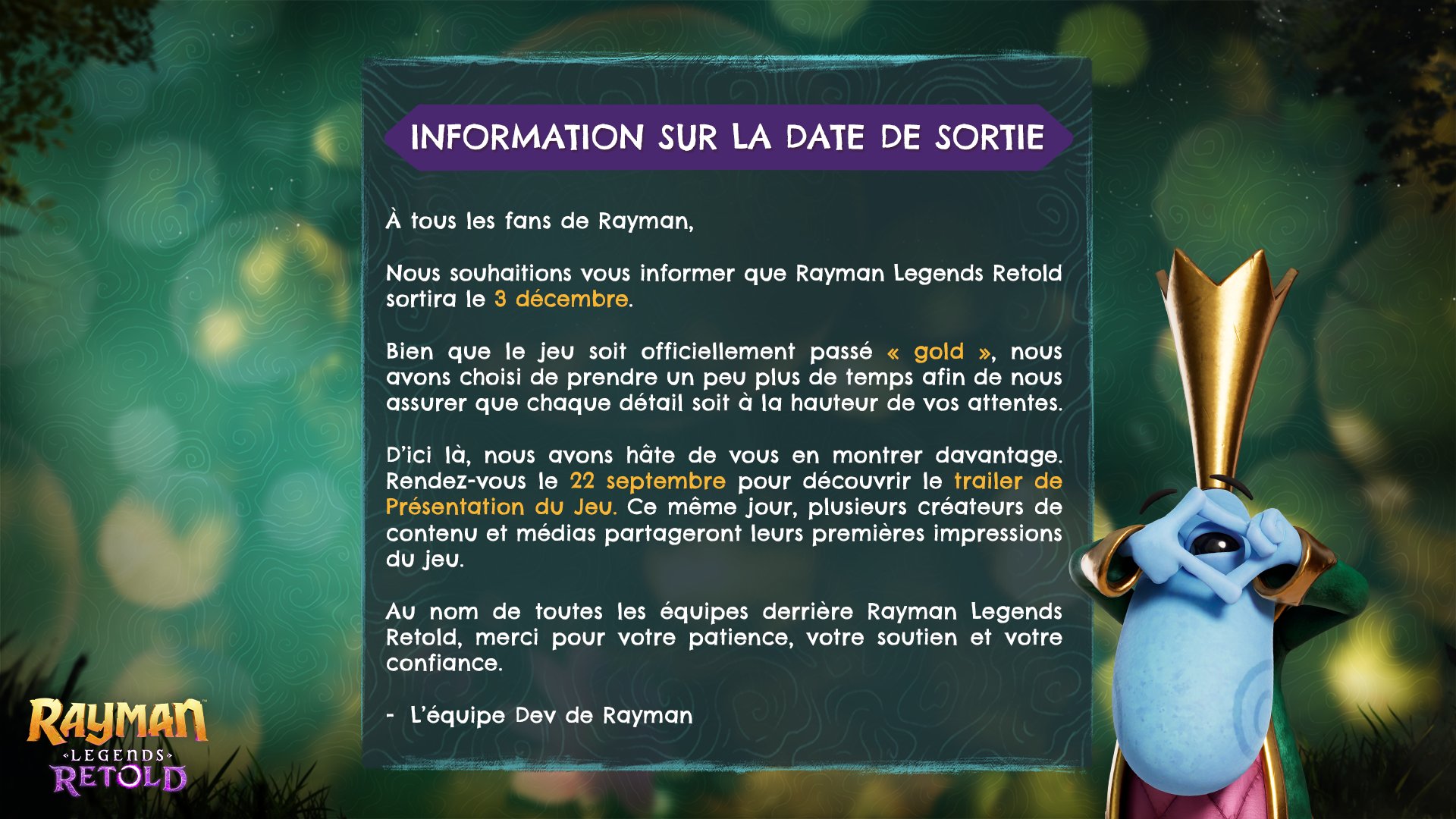 Rayman Legends Retold se prend un report