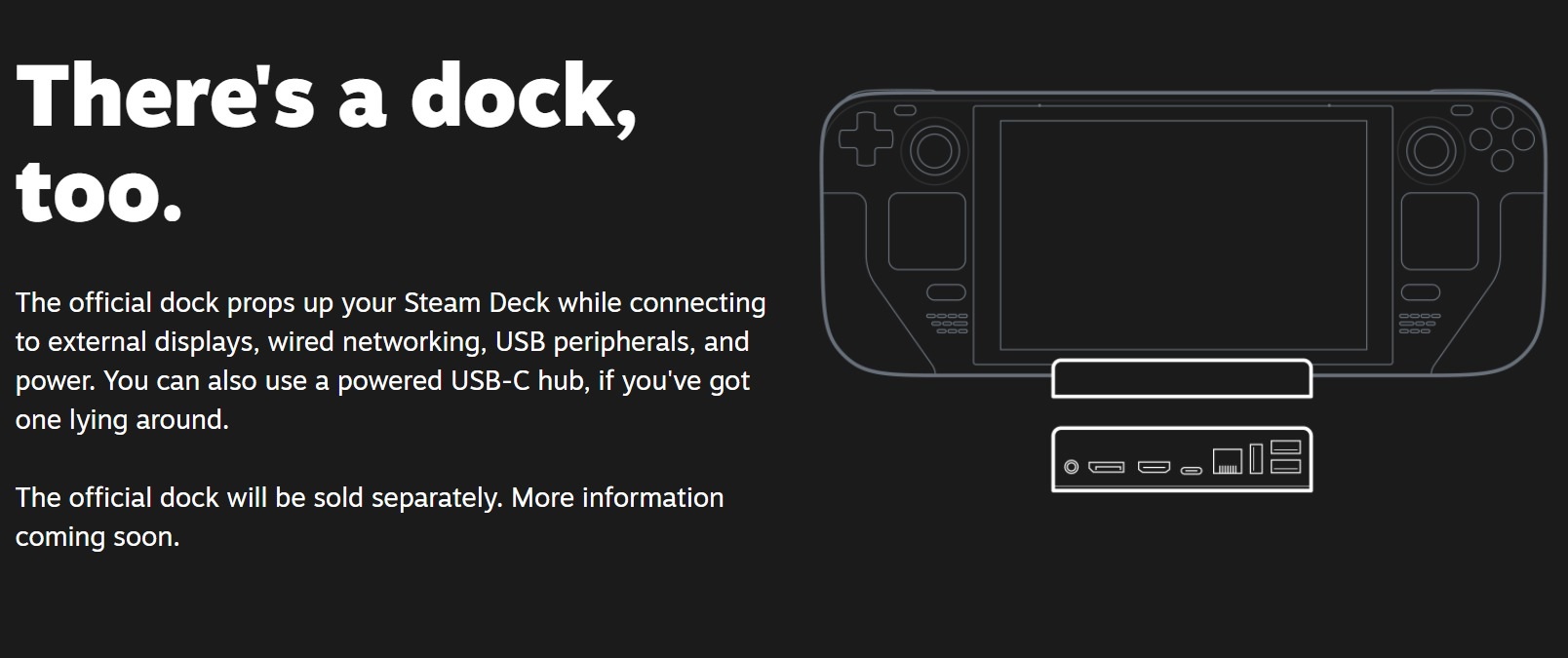 Valve présente sa propre machine portable (avec ou sans dock), la Steam Deck