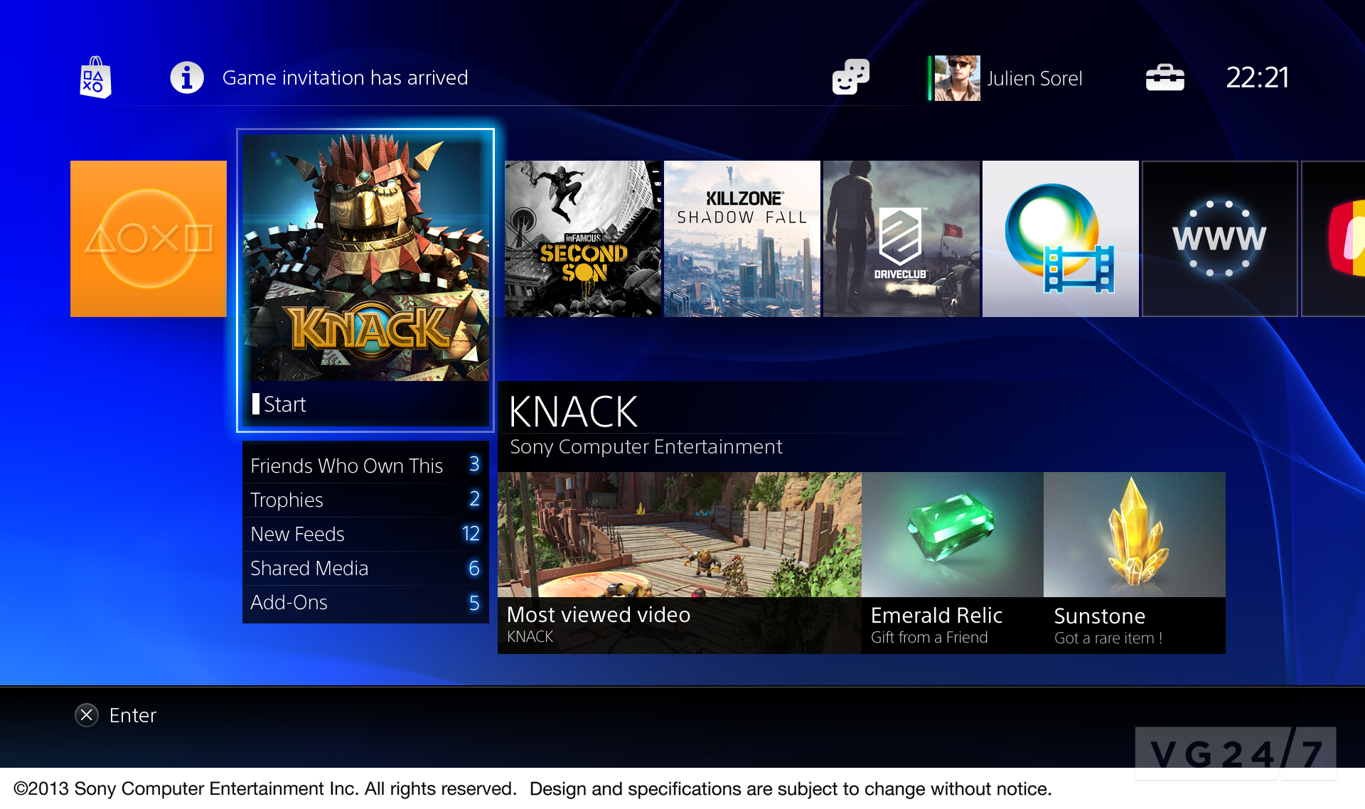 Sony : images de l'interface PlayStation 4