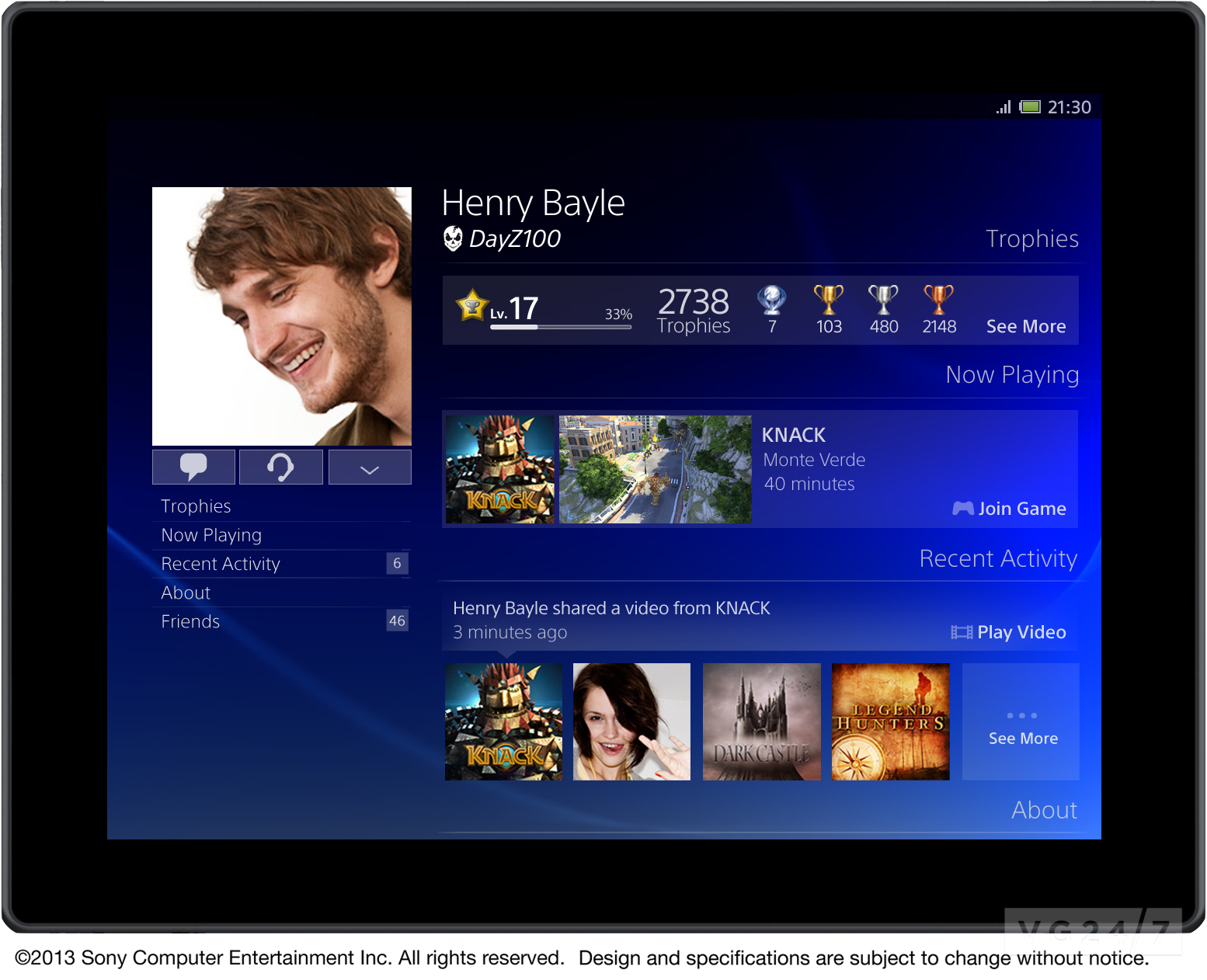 Sony : images de l'interface PlayStation 4