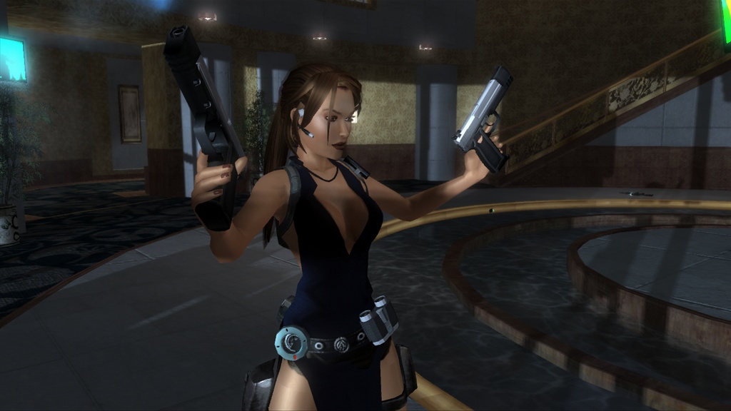 Lara Croft en tenue de soirée