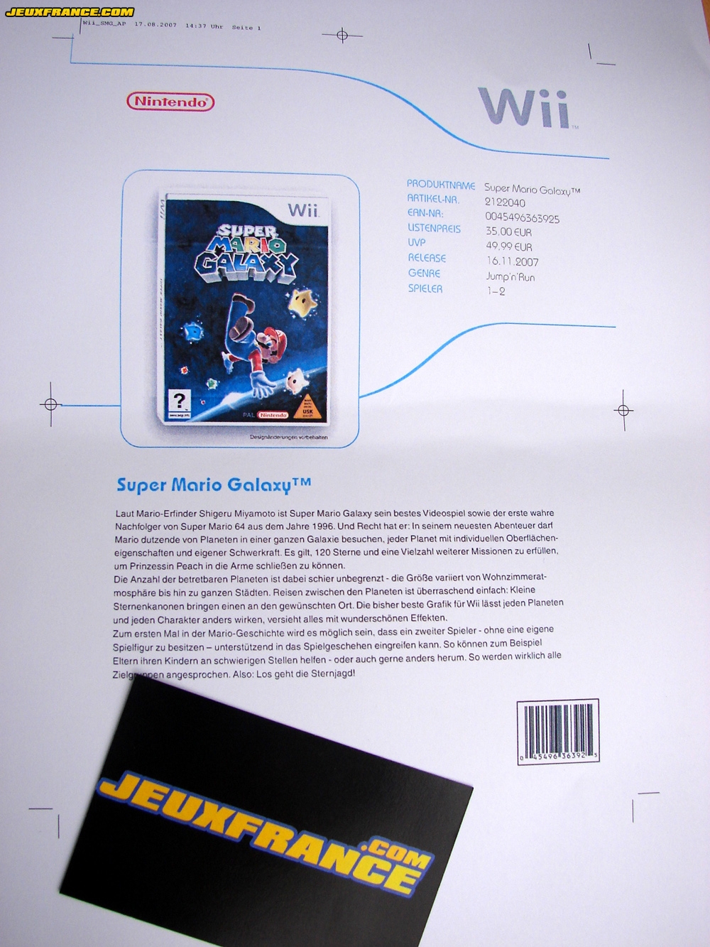 Super Mario Galaxy le 16 novembre en Europe