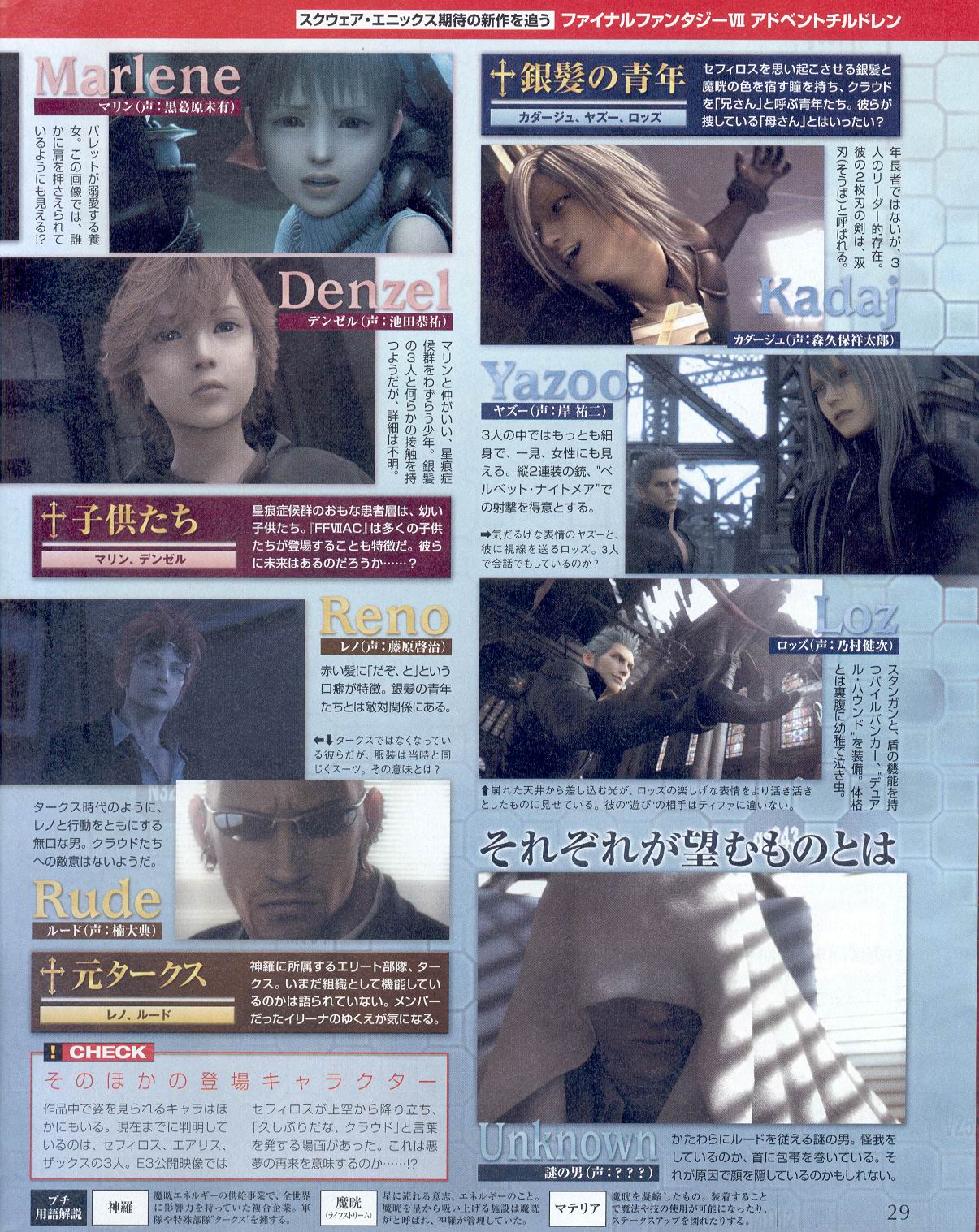FFVII AC : les personnages