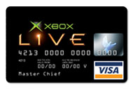 Une carte de crédit VISA Xbox Live