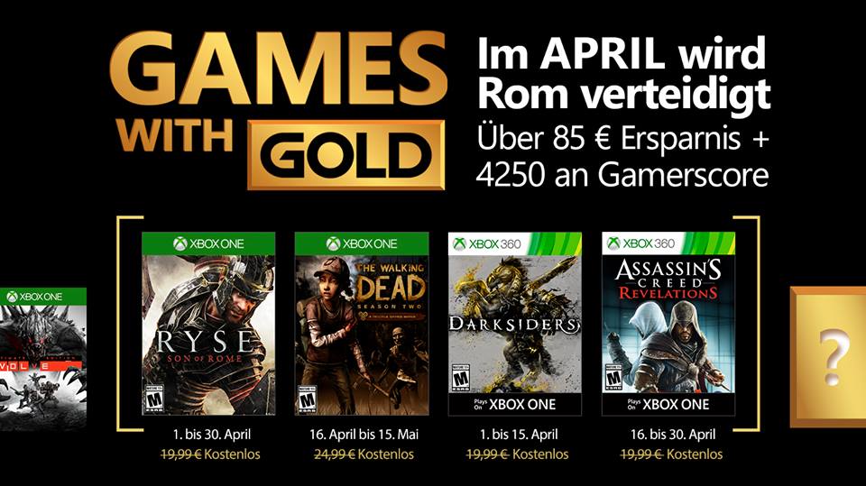 Games with Gold : le programme d'avril