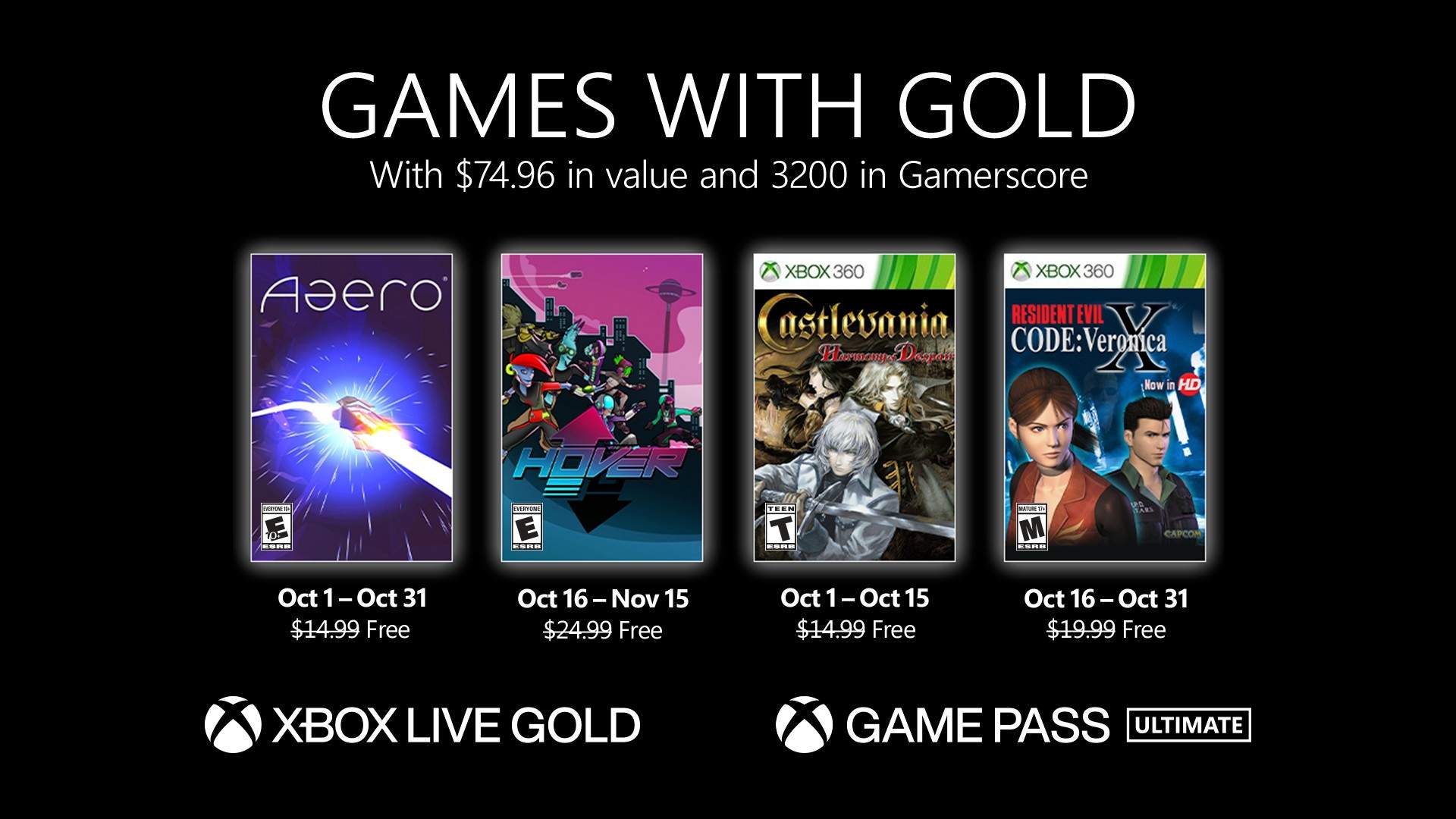Games With Gold : le programme d'octobre