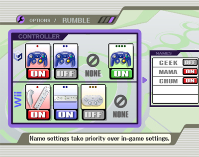 Super Smash Bros. Brawl : les options