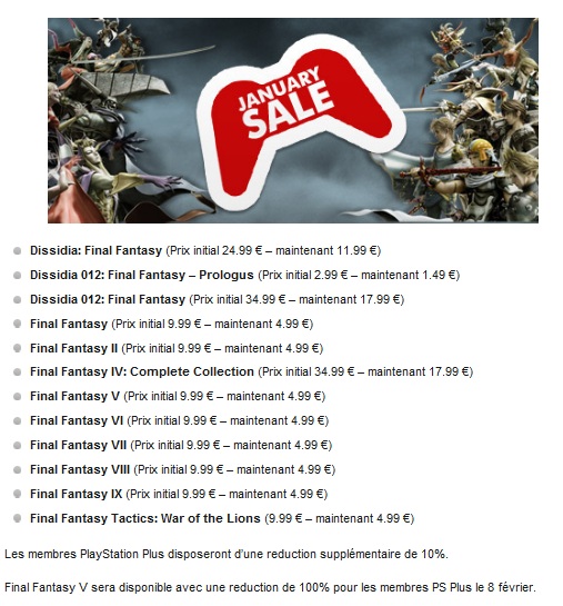 PSN : la braderie Final Fantasy