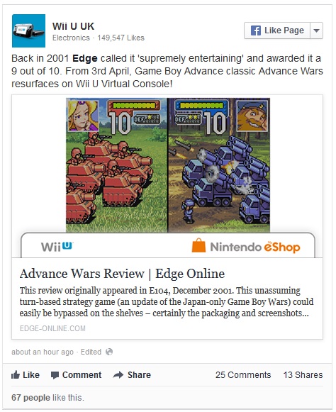 Wii U : la GBA sur l'eShop dès le 3 avril