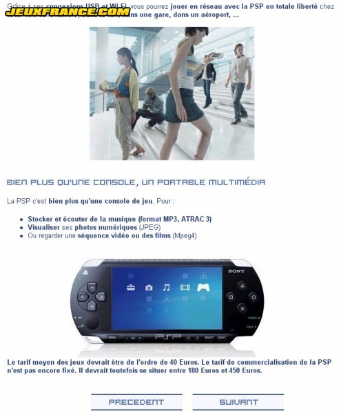 PSP : des détails pour la France