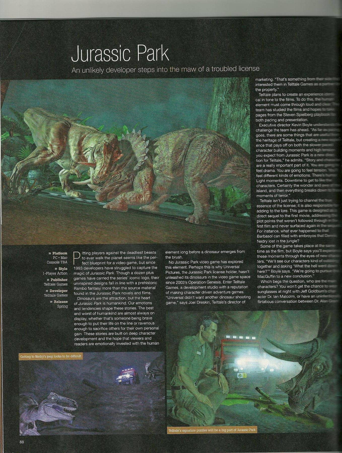 Jurassic Park : premiers scans et infos !